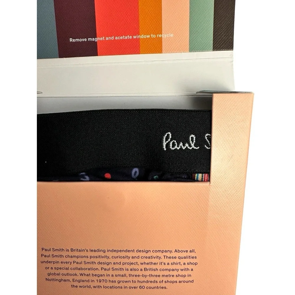 Paul Smith Mens Small Navy Blue Polka‎ Dot Boxer Briefs Organic Cotton